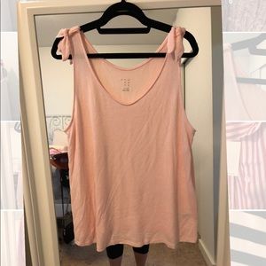 Pink Tie Shoulder Tank Top